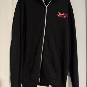Known Supply Black Zip-Up Hoodie “End It” Ethical Fair Trade Sweatshirt XL